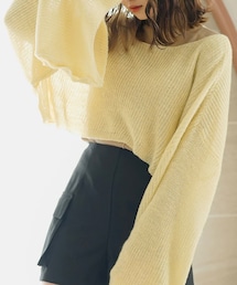 moulis' | インナーsetワイドスリーブシアーニット　M　ベージュ(ニット/セーター)