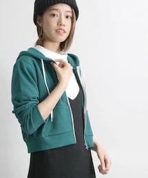 WEGO | クロップドZIPパーカー BR16AU09-L048 ダークグリーン (パーカー)