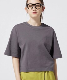 GU | ミニ裏毛ワイドT(5分袖)(Tシャツ/カットソー)