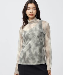 GU | シアープリントハイネックT(長袖)Q(Tシャツ/カットソー)