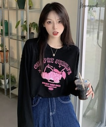 SHEIN | Honeyspot 文字グラフィック ドロップショルダーTシャツ 12962147(Tシャツ/カットソー)