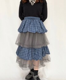 own it | '-rry's select-バルーンティアードチェックチュールスカート(スカート)