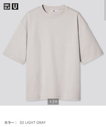UNIQLO | エアリズムコットンオーバーサイズシャツ(5分袖) L size(男女兼用) LIGHT GRAY (Tシャツ/カットソー)