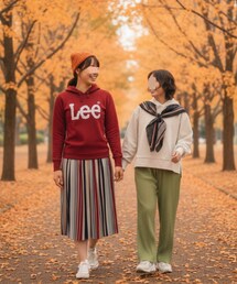 ボトムスを貸し借り | ゆみっつのイエローリブパンツと私のマルチストライプスカートを貸し借り(その他)