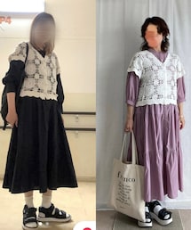 追いコーデありがとう♪ | くーたろさん♪お揃いのクロシェカーディガン😆(その他)