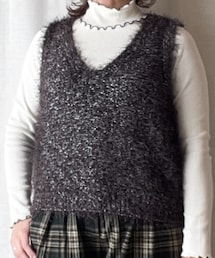 しまむら | 淡黒フェザーラメVネックニットベスト（Helm）(ベスト)