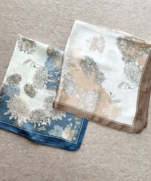 Lattice | フラワースカーフ　ブルー&ブラウン(ファッション雑貨)