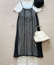 しまむら | season reason 黒レースキャミワンピ×白Tのset(ワンピース)