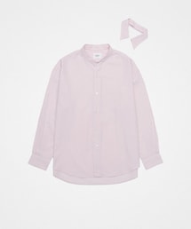 UNFOLK | #-78 2way detachable collar stripe shirt (Pink)(シャツ/ブラウス)