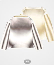 UNFOLK | #-65 14G i-plating reversible border knit (Brown/Mustard)(ニット/セーター)