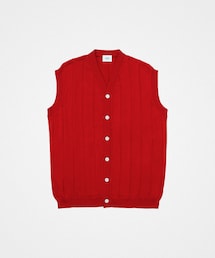 UNFOLK | #-09 Giza cotton vneck knit vest (Red)(ベスト)