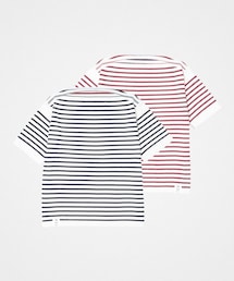 UNFOLK | #-85 14G i-plating reversible border short sleeve knit(トップス)