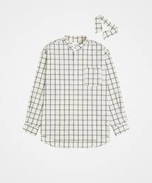 UNFOLK | #-42 2way detachable collar windowpane check shirt（Ivory）(シャツ/ブラウス)
