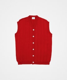 UNFOLK | #-09 Giza cotton vneck knit vest (Red)(ベスト)