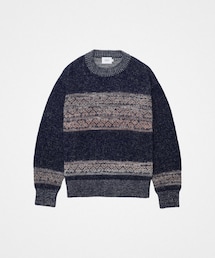 UNFOLK | #-68 Fair isle pattern jacquard knit (Navy) ¥35,800(ニット/セーター)