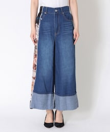 Cepica | Cepicaオリジナルスカーフプリント切替ワイドデニム(デニムパンツ)