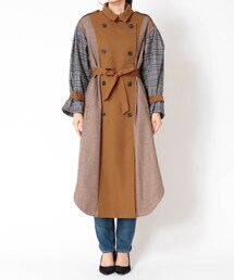 Cepica | Backフリルチェック切替スタンドコート(ジャケット/アウター)