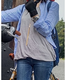 SHIPS | 麻100 杢ブルーシャツ 襟リメイク(シャツ/ブラウス)