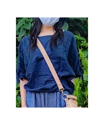 earth music&ecology | 麻混綿リボン裾ゴムカットソー F(トップス)