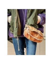 no brand | ヒップバッグにもなるチェーンショルダーヒョウ柄 ムートン調バッグ (ショルダーバッグ)