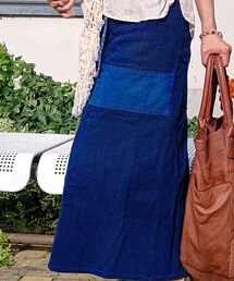 BLUE BLUE JAPAN | インディゴ染め 刺し子 巻きスカート (デニムスカート)