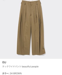 GU and beautiful  people | タックワイドパンツ　34 BROWN  SIZE:M(チノパンツ)