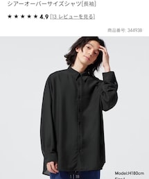 GU | シアーオーバーサイズシャツ  09 BLACK  SIZE:L(シャツ/ブラウス)