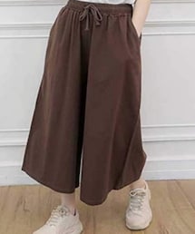 LUJPOIR | A-1880 ワイドパンツ 綿麻 ゆったり ガウチョパンツ ウエストゴム リネン 春夏秋(その他パンツ)