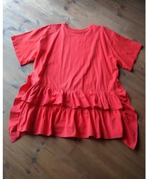 ZARA | オレンジフリルワンピース(ワンピース)