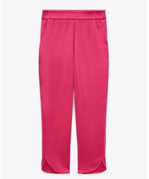 ZARA | サテンスプリットヘムパンツ(スラックス)