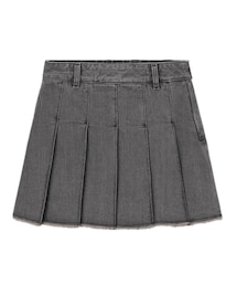 GU | size XXL デニムローウエストプリーツミニスカート(デニムスカート)