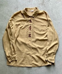 LEMONA | 【sold】くま刺繍ガーリーシャツ size M相当(シャツ/ブラウス)