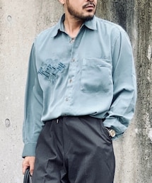no brand | 【sold】刺繍シャツ 日本製古着　size M(シャツ/ブラウス)