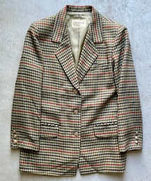 GIO SPORT | 【sold】ウールブレザー チェック テーラードジャケット 9号 (テーラードジャケット)
