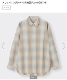 GU | スリットロングシャツ(長袖)(チェック)NT+E(シャツ/ブラウス)