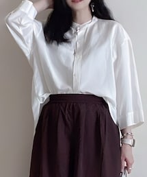 UNIQLO | リネンブレンドバンドカラーシャツ七分袖(シャツ/ブラウス)