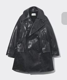 GU | GU and beautiful people フェイクレザーコート black L(ピーコート)