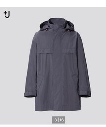 UNIQLO | UNIQLO +J オーバーサイズフーデッドハーフコート gray S(ナイロンジャケット)