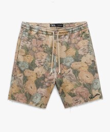 ZARA | ZARA フラワープリントバミューダパンツ M(その他パンツ)
