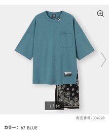 GU | GU MIHARAYASUHIRO フハクコンビネーションTシャツ blue S(Tシャツ/カットソー)