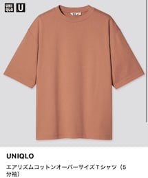UNIQLO | UNIQLO U エアリズムコットンオーバーサイズTシャツ orange L(Tシャツ/カットソー)