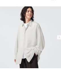 GU | GU シアーオーバーサイズシャツ light gray M(シャツ/ブラウス)