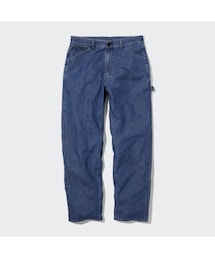 UNIQLO | UNIQLO デニムワークパンツコットンリネン blue L(デニムパンツ)