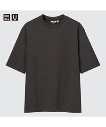 UNIQLO | UNIQLO U エアリズムコットンオーバーサイズクルーネックTシャツ ボーダー black L(Tシャツ/カットソー)
