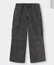 GU | GU デニムスーパーワイドカーゴパンツ M gray(カーゴパンツ)