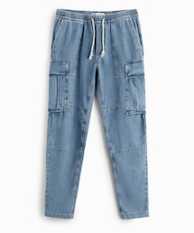 ZARA | ZARA リラックスフィットカーゴパンツ blue M(カーゴパンツ)