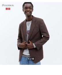 UNIQLO | UNIQLO JWANDERSON テーラードジャケット ウールブレンド brown L(テーラードジャケット)