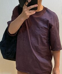 GU | GU ウォッシユドカットオフビッグT5分袖 dark brown L(Tシャツ/カットソー)