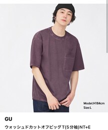 GU | GU ウォッシュドカットオフビッグT brown L(Tシャツ/カットソー)