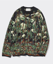 GU | GU and beautiful people グラフィックニットプルオーバー black XL(ニット/セーター)